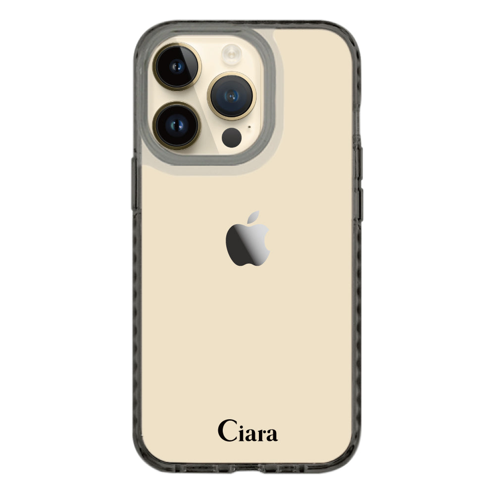 iPhone14Proケース クッションバンパー 耐衝撃クリアケース ロゴ クリアブラック