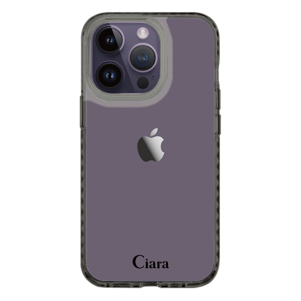 iPhone14ProMaxケース クッションバンパー 耐衝撃クリアケース ロゴ クリアブラック