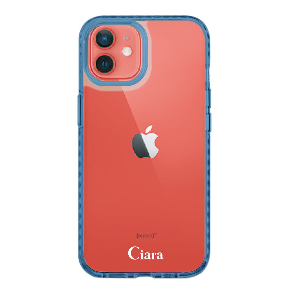 iPhone11ケース クッションバンパー 耐衝撃クリアケース ロゴ クリアブルー