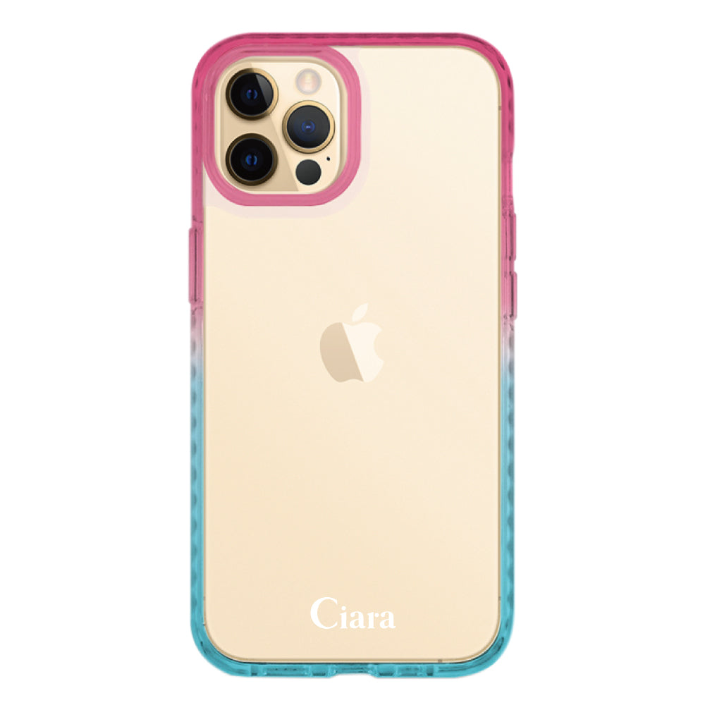 iPhone11Proケース クッションバンパー 耐衝撃クリアケース ロゴ ピンク/ブルー