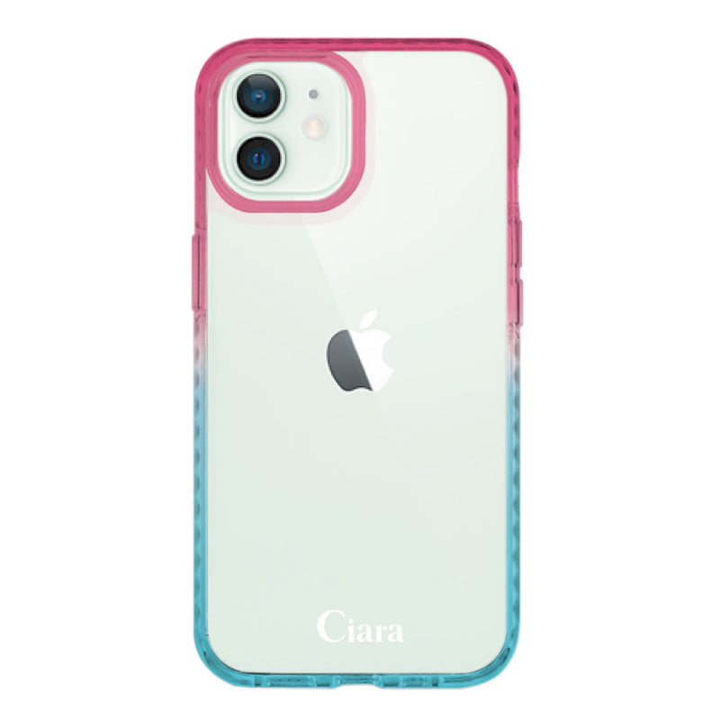 iPhoneケース グラデーションクッションバンパー 耐衝撃クリアケース ロゴ