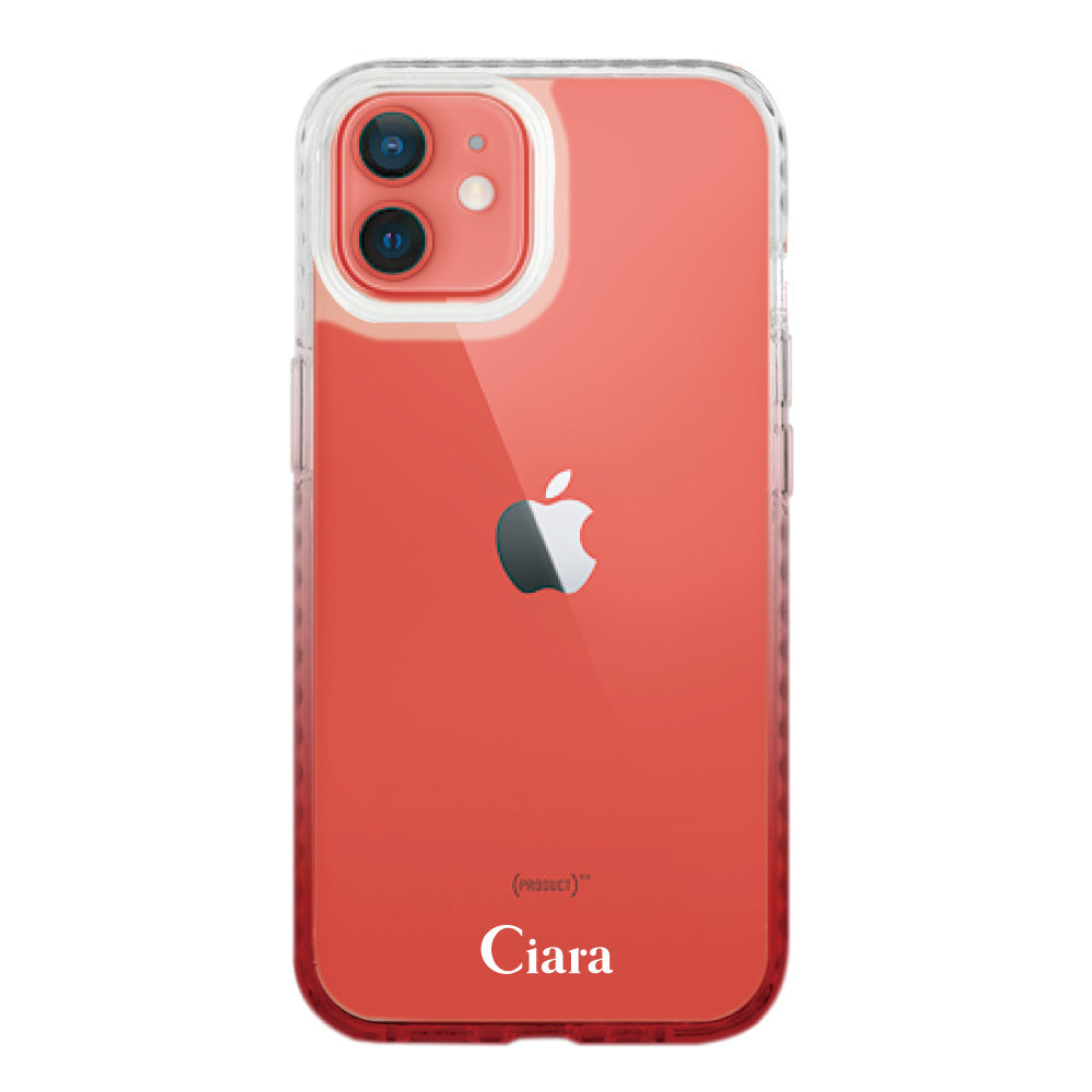 iPhone11ケース クッションバンパー 耐衝撃クリアケース ロゴ ホワイト/レッド