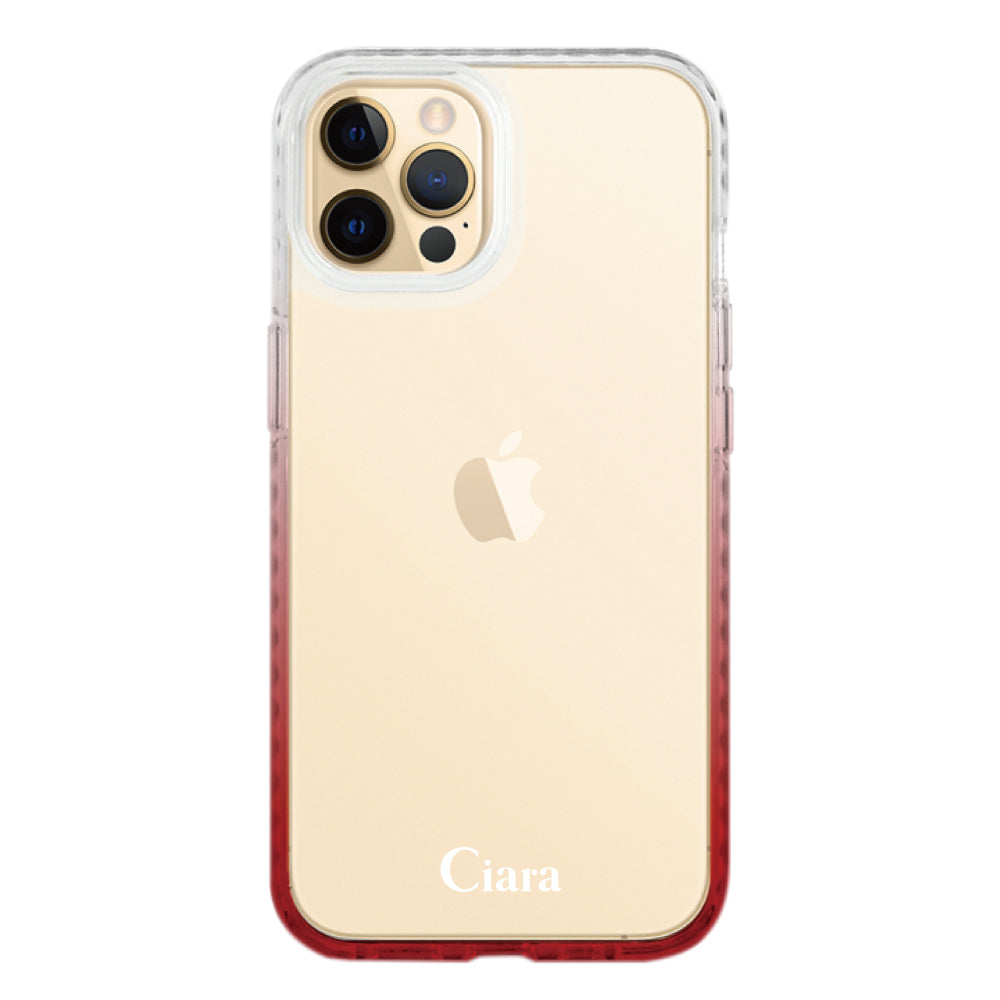 iPhone11ProMaxケース クッションバンパー 耐衝撃クリアケース ロゴ ホワイト/レッド