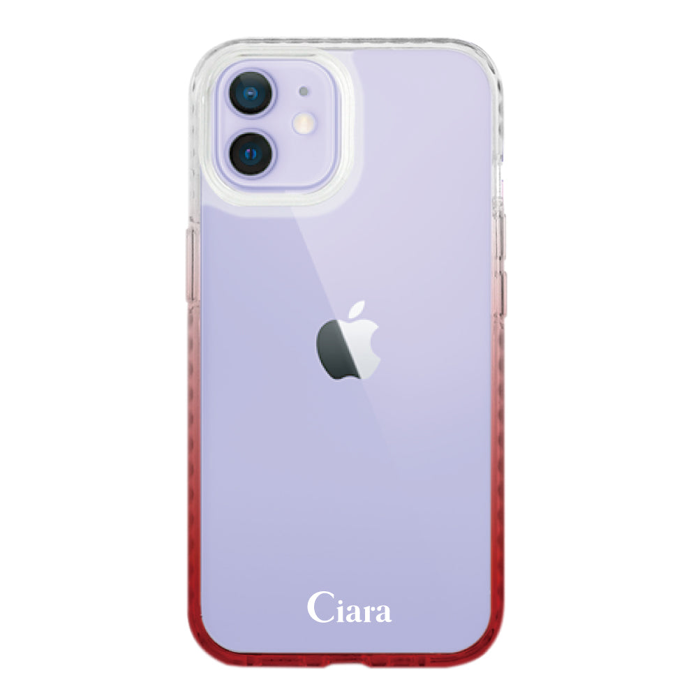 iPhone12/12Proケース クッションバンパー 耐衝撃クリアケース ロゴ ホワイト/レッド