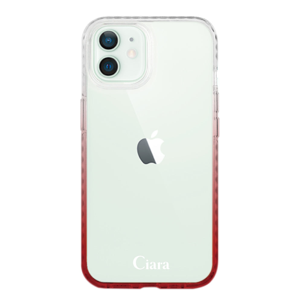 iPhone12miniケース クッションバンパー 耐衝撃クリアケース ロゴ ホワイト/レッド