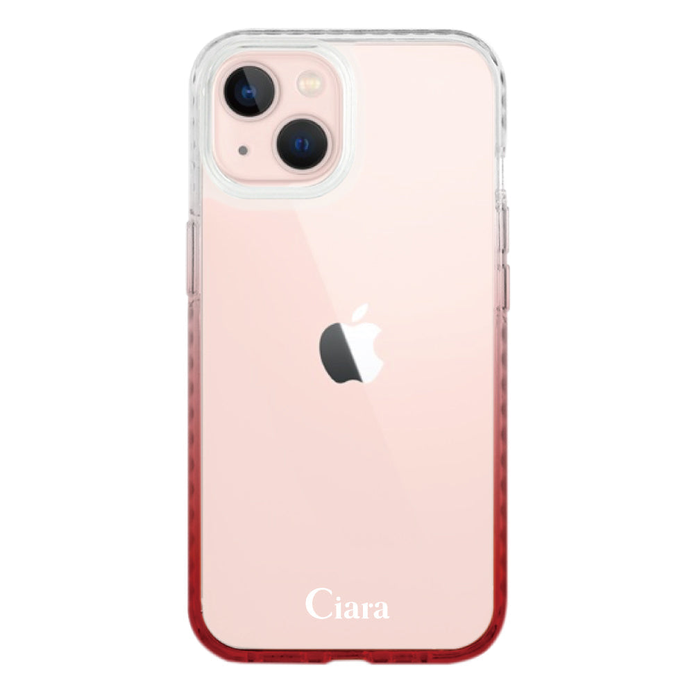 iPhone13ケース クッションバンパー 耐衝撃クリアケース ロゴ ホワイト/レッド