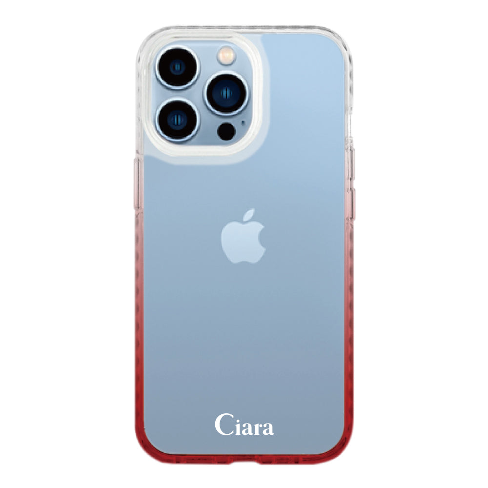 iPhone13ProMaxケース クッションバンパー 耐衝撃クリアケース ロゴ ホワイト/レッド