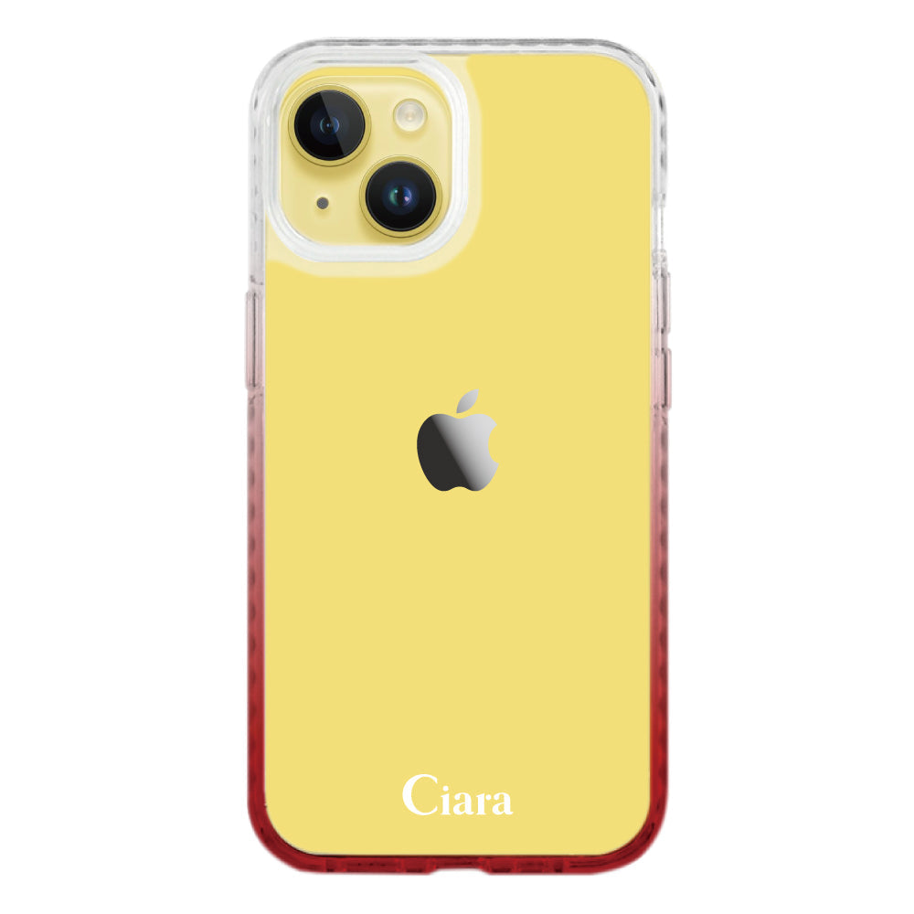 iPhone14Plusケース クッションバンパー 耐衝撃クリアケース ロゴ ホワイト/レッド