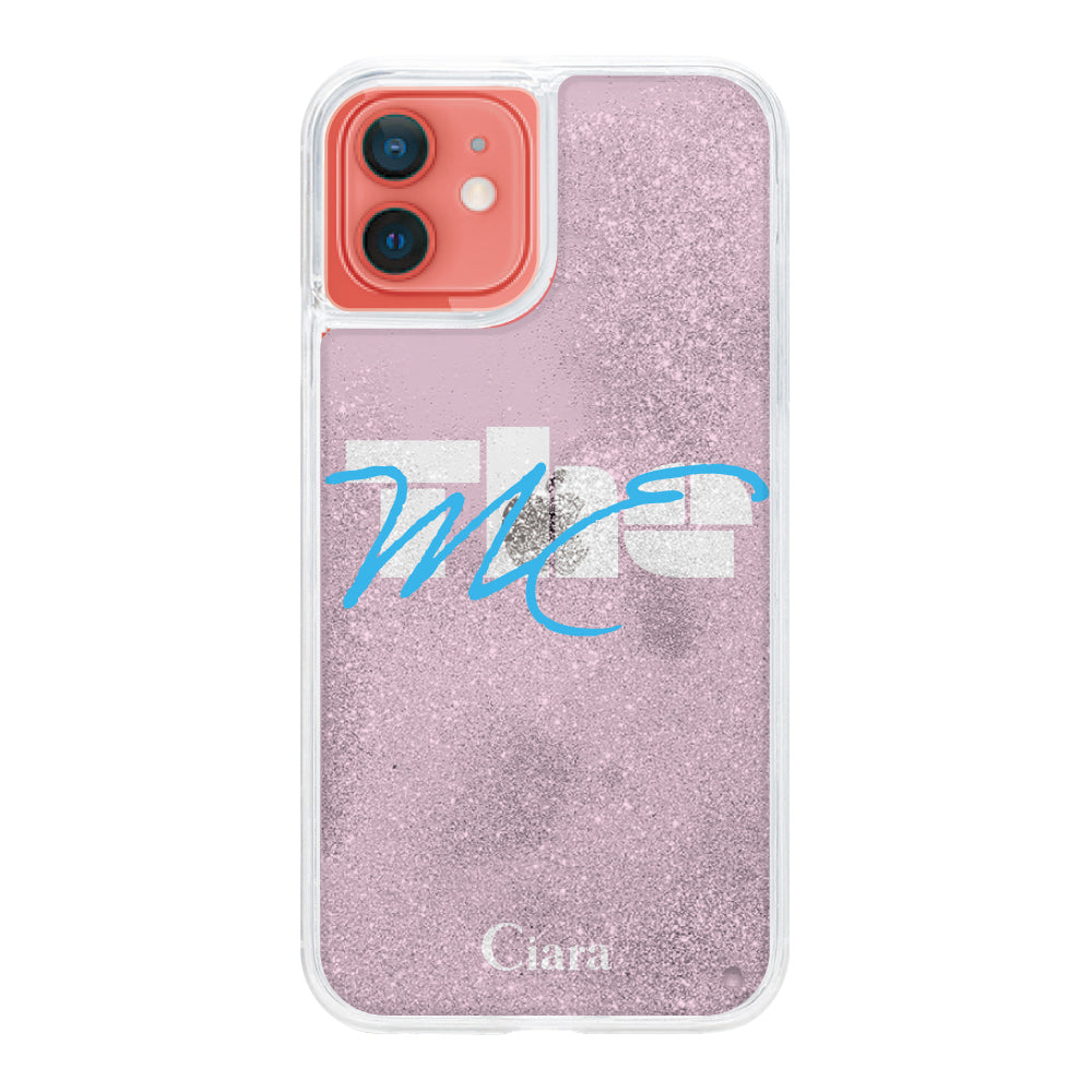 iPhone11ケース グリッター オイルクリアケース テーマ ピンク