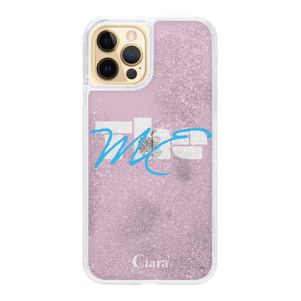 iPhone11ProMaxケース グリッター オイルクリアケース テーマ ピンク