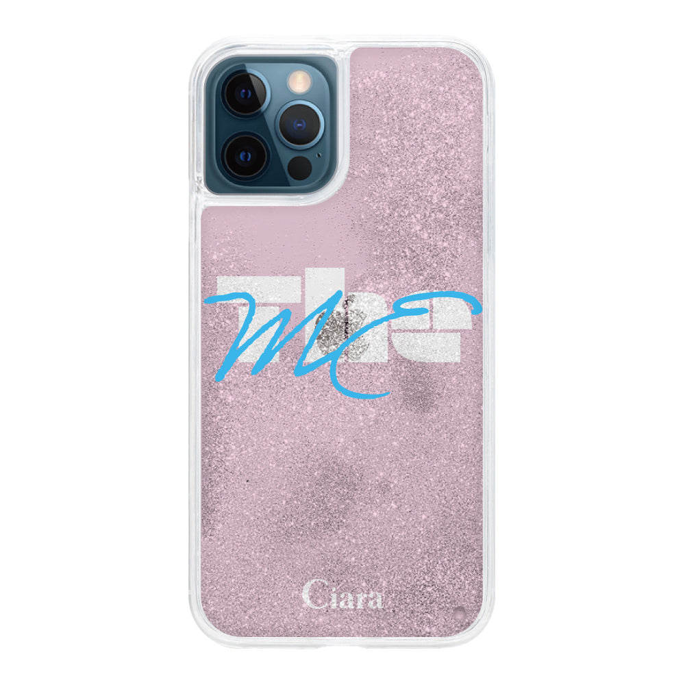 iPhone12ProMaxケース グリッター オイルクリアケース テーマ ピンク