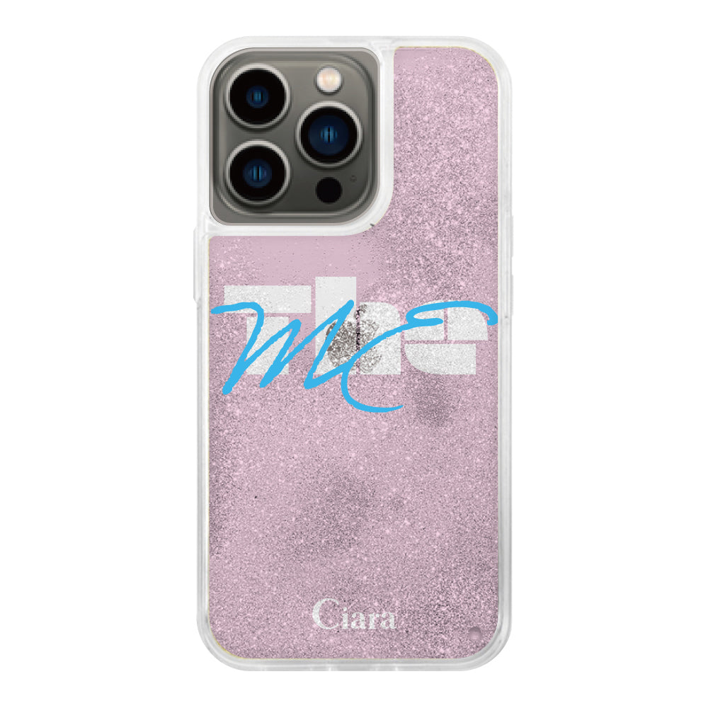 iPhone13Proケース グリッター オイルクリアケース テーマ ピンク