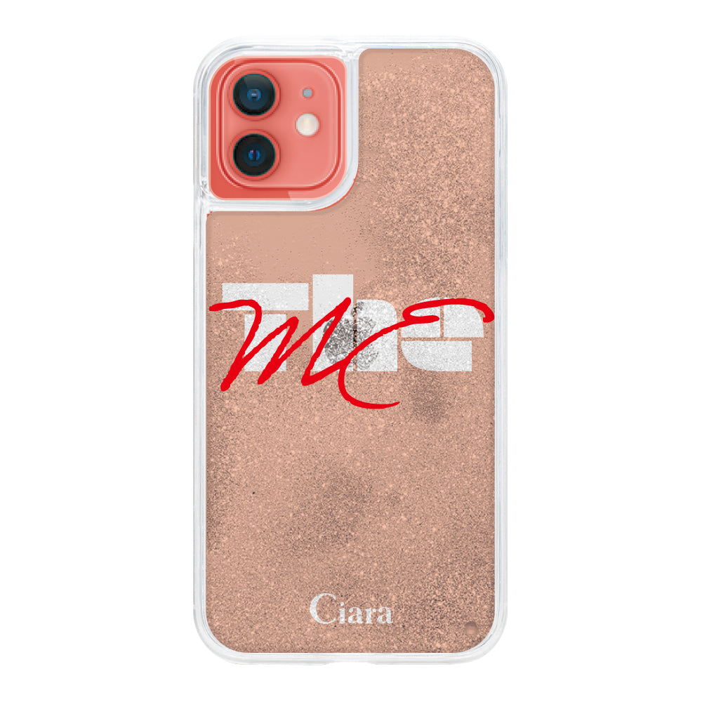 iPhone11ケース グリッター オイルクリアケース テーマ オレンジ