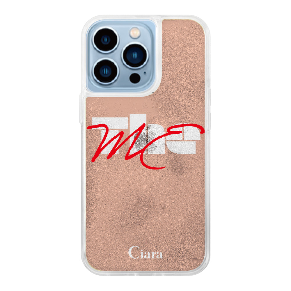 iPhone13ProMaxケース グリッター オイルクリアケース テーマ オレンジ