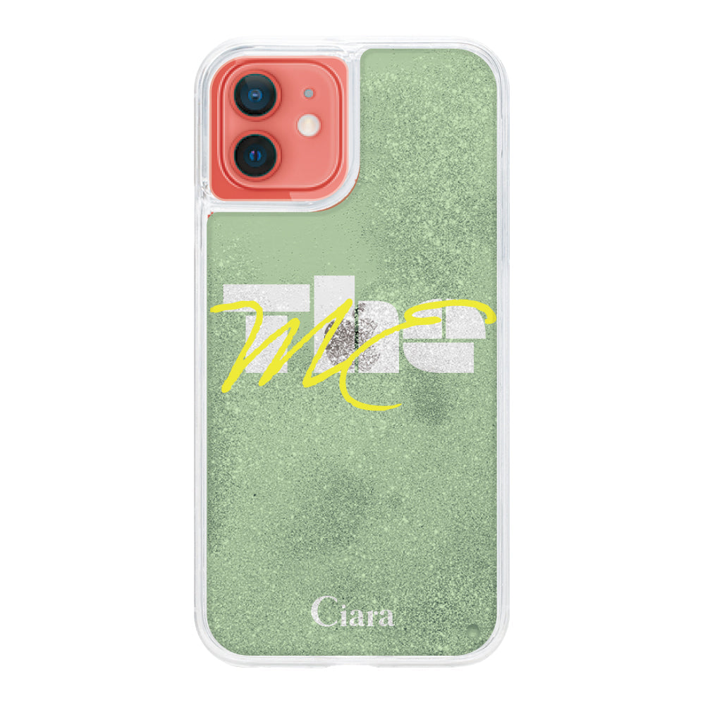 iPhone11ケース グリッター オイルクリアケース テーマ グリーン