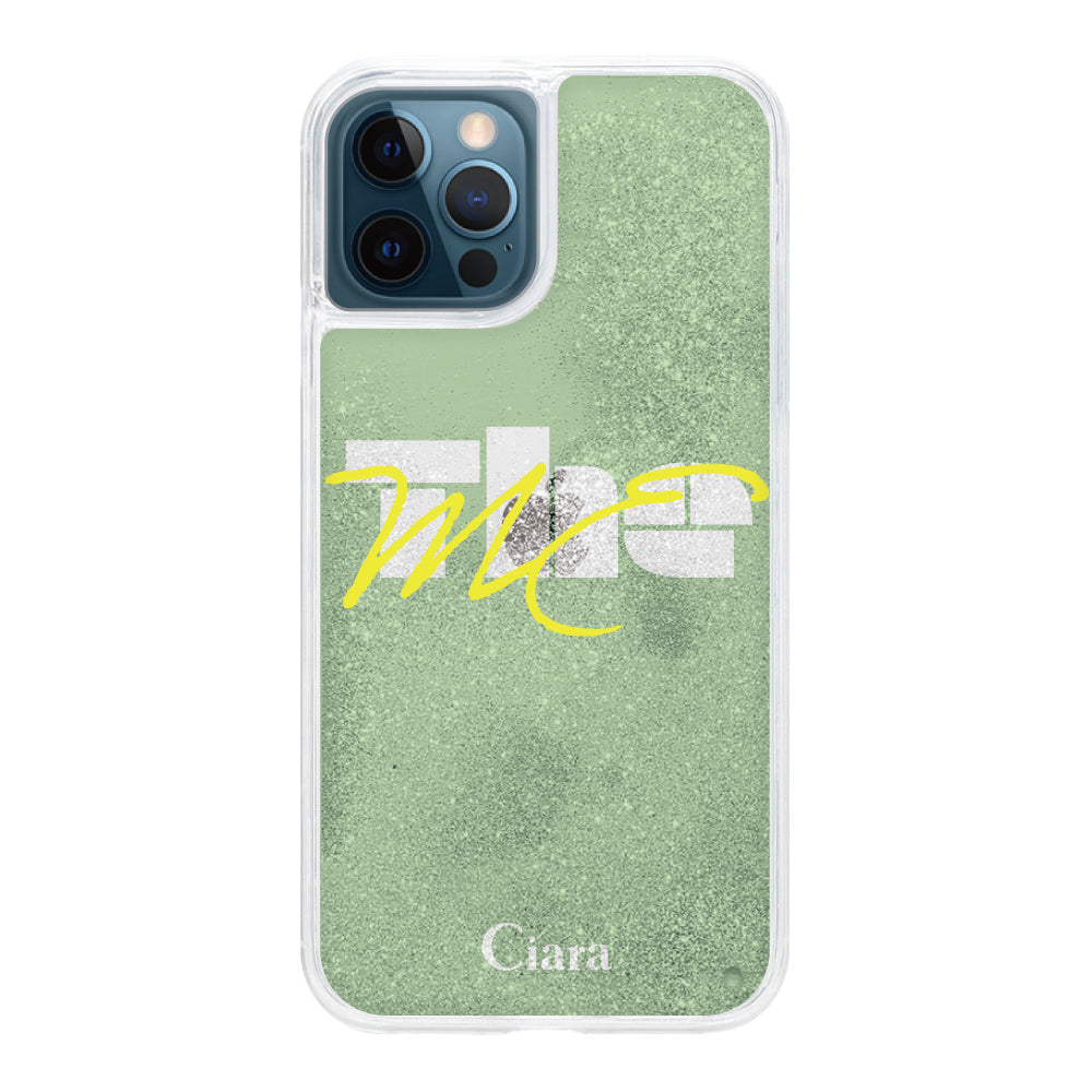 iPhone12ProMaxケース グリッター オイルクリアケース テーマ グリーン