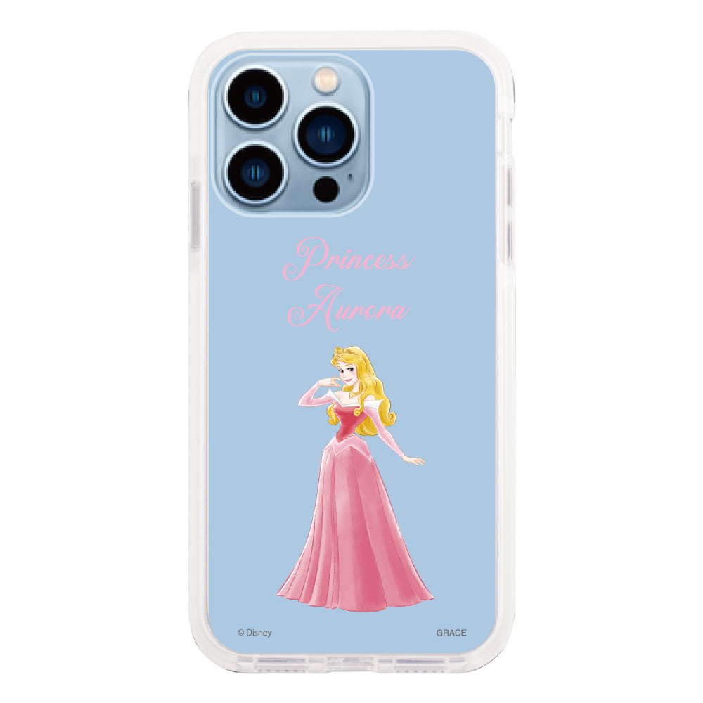 iPhone13ProMaxケース クッションバンパー 耐衝撃クリアケース ディズニー100 プリンセス オーロラ クリア