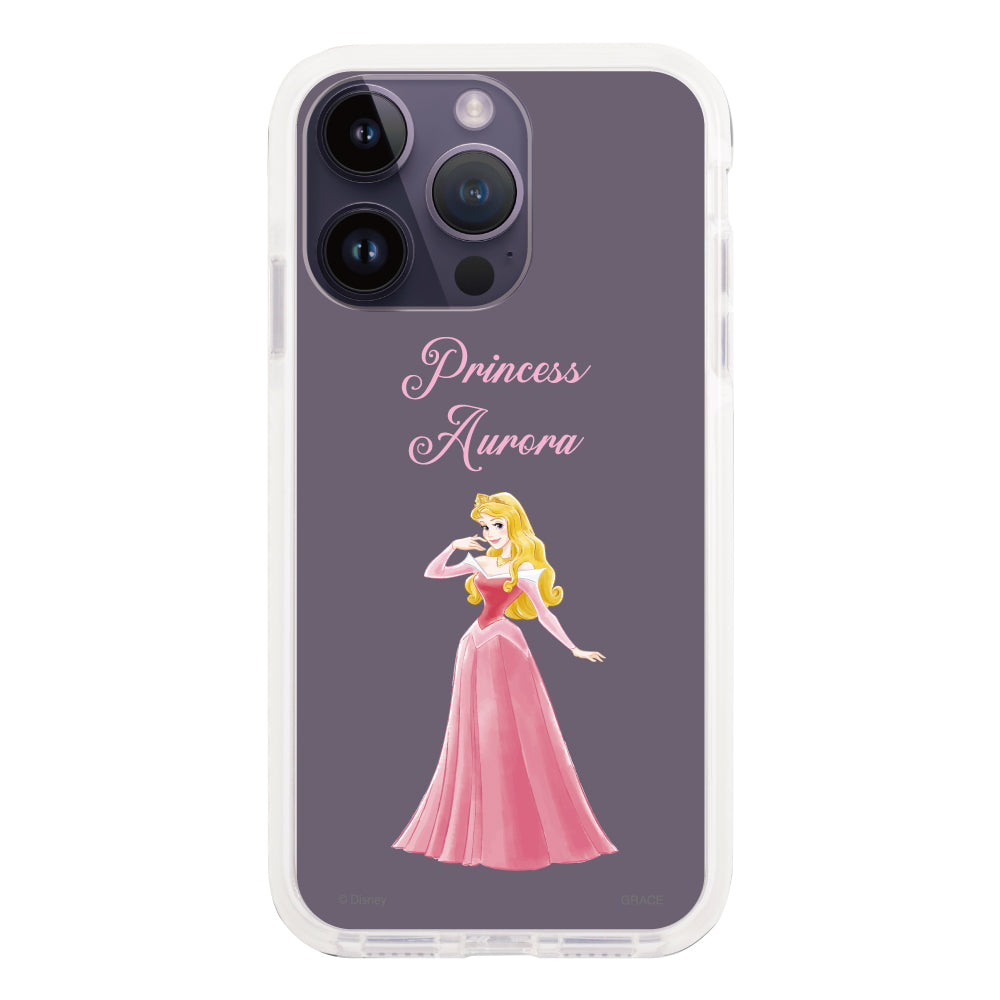 iPhone14ProMaxケース クッションバンパー 耐衝撃クリアケース ディズニー100 プリンセス オーロラ クリア