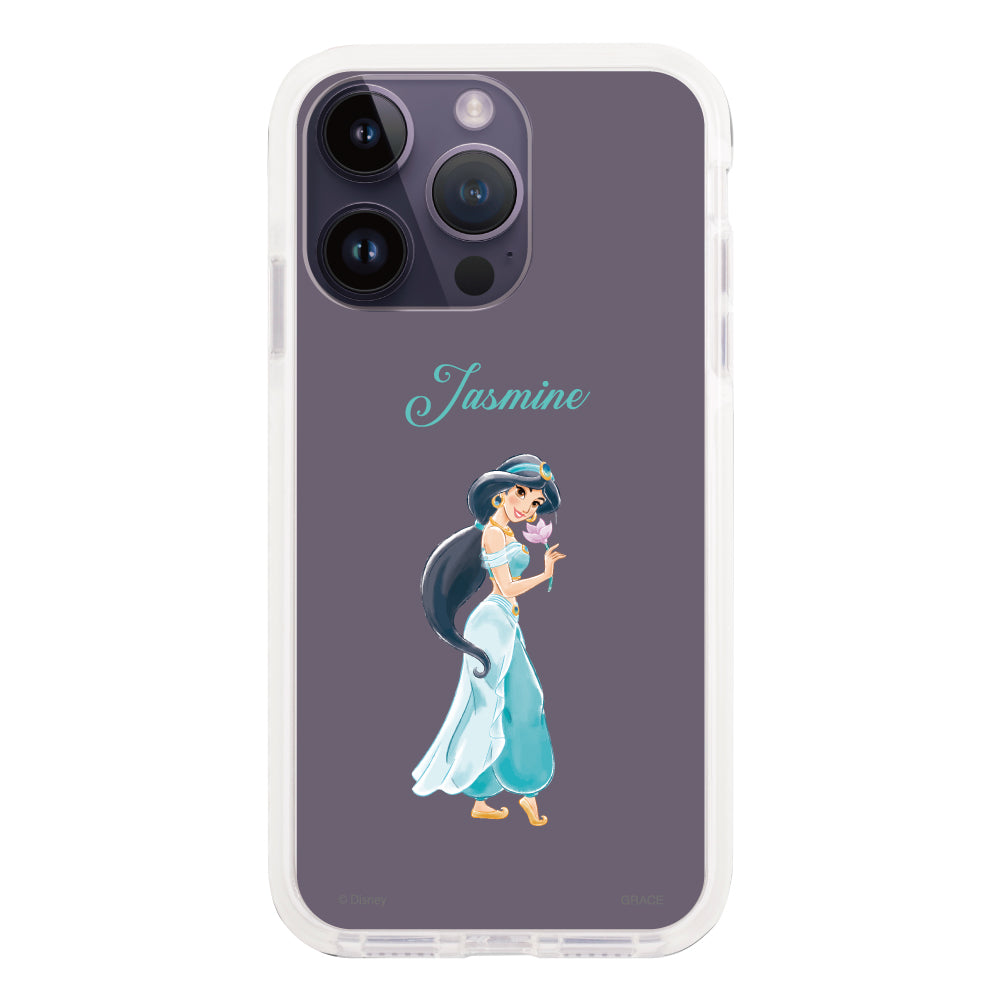 iPhone14ProMaxケース クッションバンパー 耐衝撃クリアケース ディズニー100 プリンセス ジャスミン クリア
