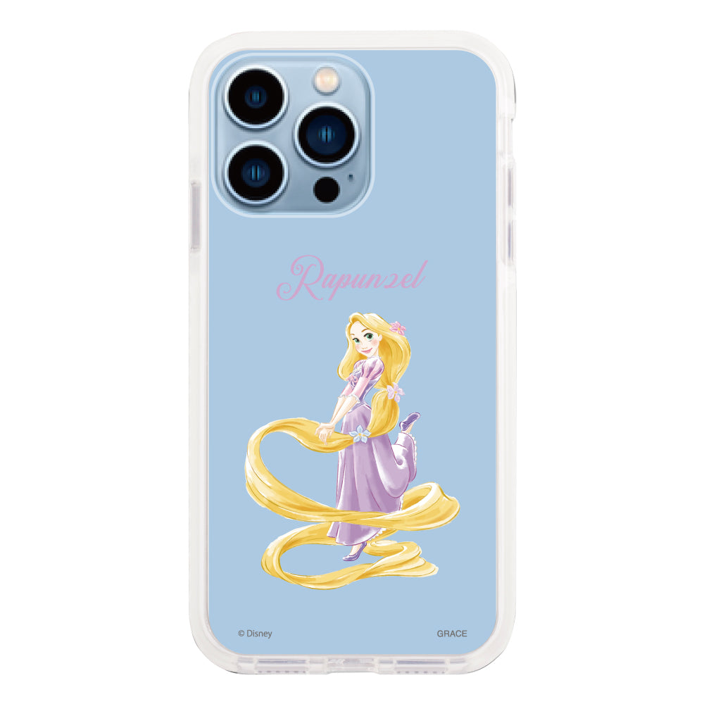 iPhone13ProMaxケース クッションバンパー 耐衝撃クリアケース ディズニー100 プリンセス ラプンツェル クリア