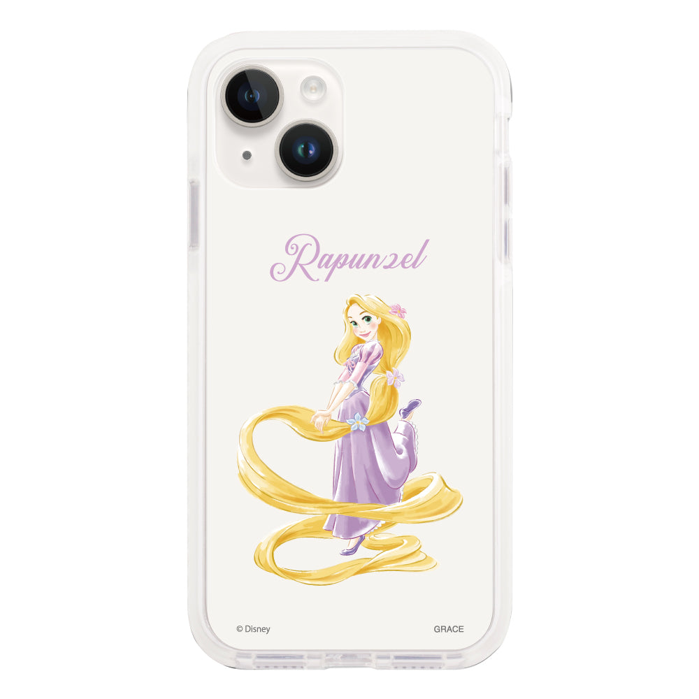 iPhone14ケース クッションバンパー 耐衝撃クリアケース ディズニー100 プリンセス ラプンツェル クリア