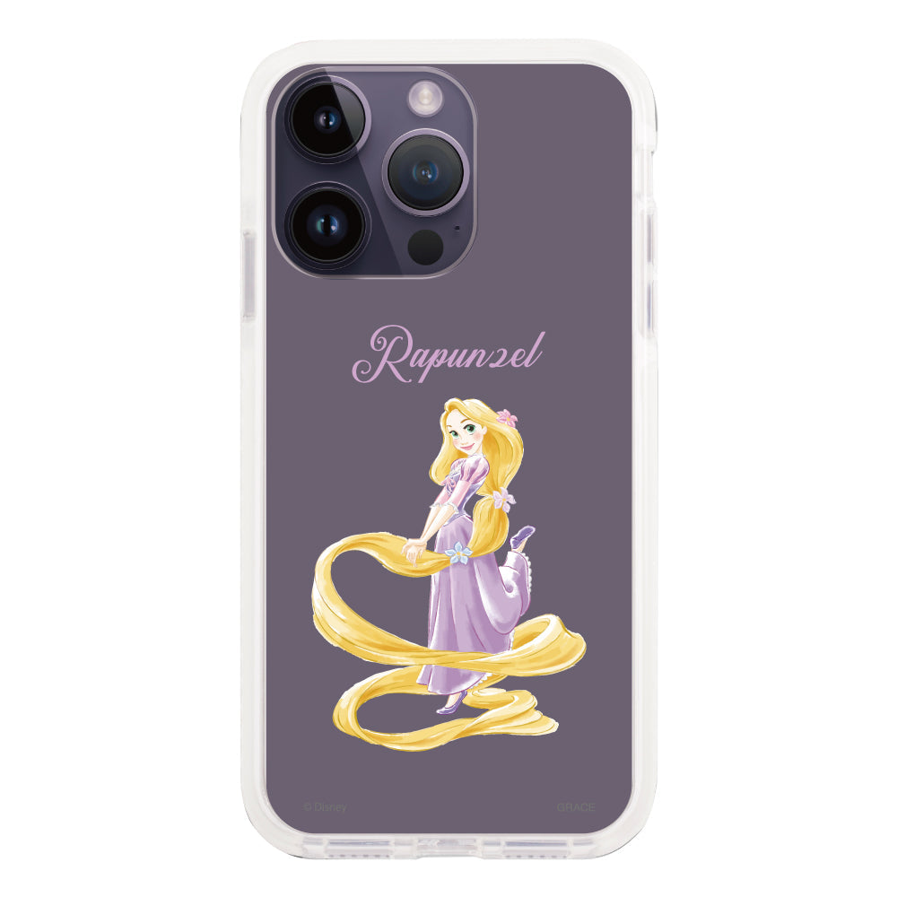 iPhone14ProMaxケース クッションバンパー 耐衝撃クリアケース ディズニー100 プリンセス ラプンツェル クリア