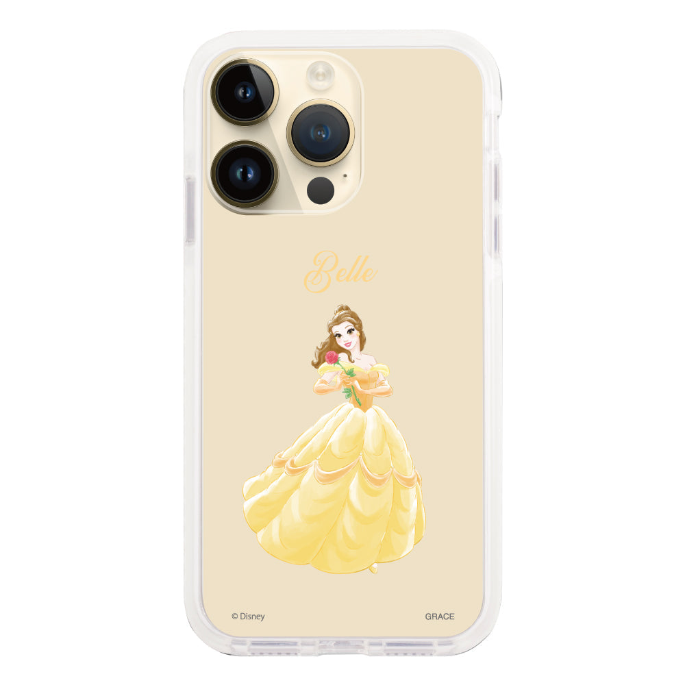 iPhone14Proケース クッションバンパー 耐衝撃クリアケース ディズニー100 プリンセス ベル クリア