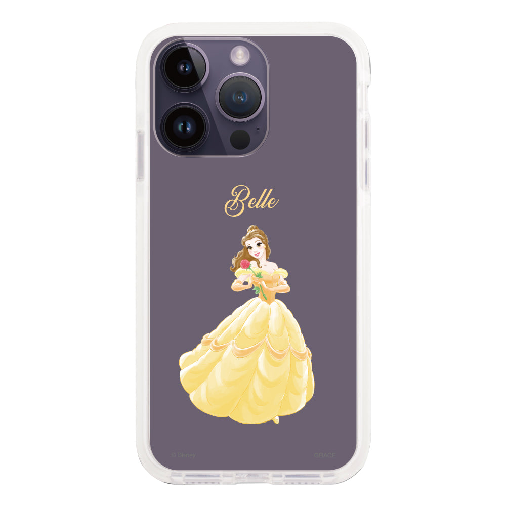 iPhone14ProMaxケース クッションバンパー 耐衝撃クリアケース ディズニー100 プリンセス ベル クリア