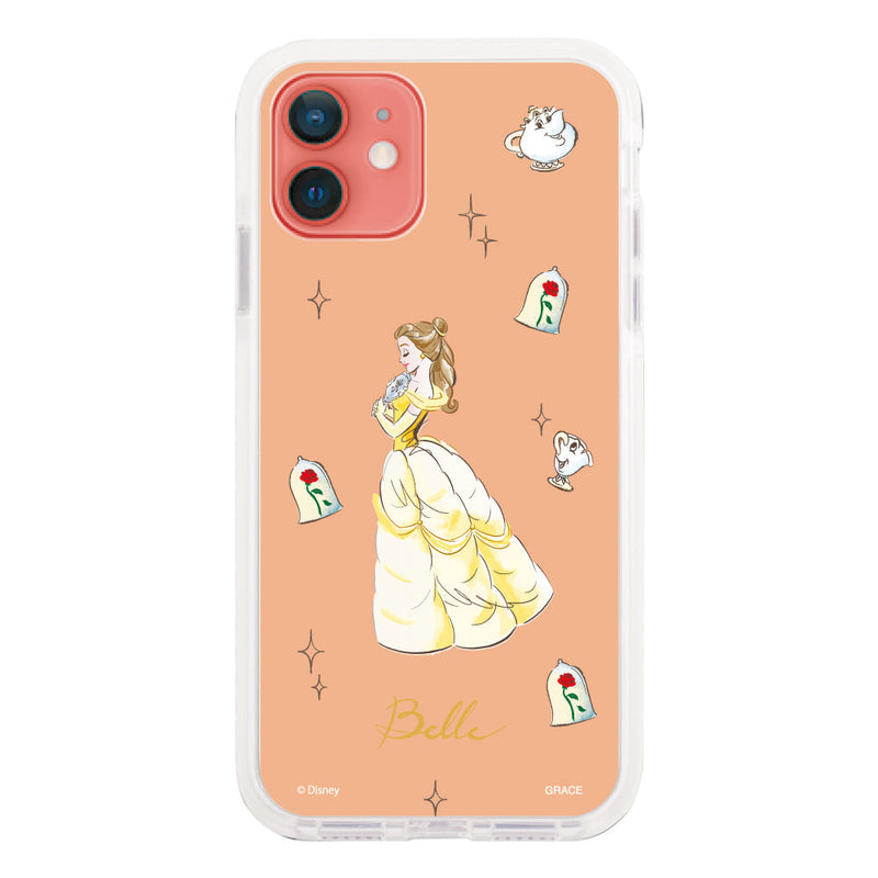 iPhoneケース クッションバンパー 耐衝撃クリアケース <ディズニープリンセス/ベル(ウォーターカラー)>