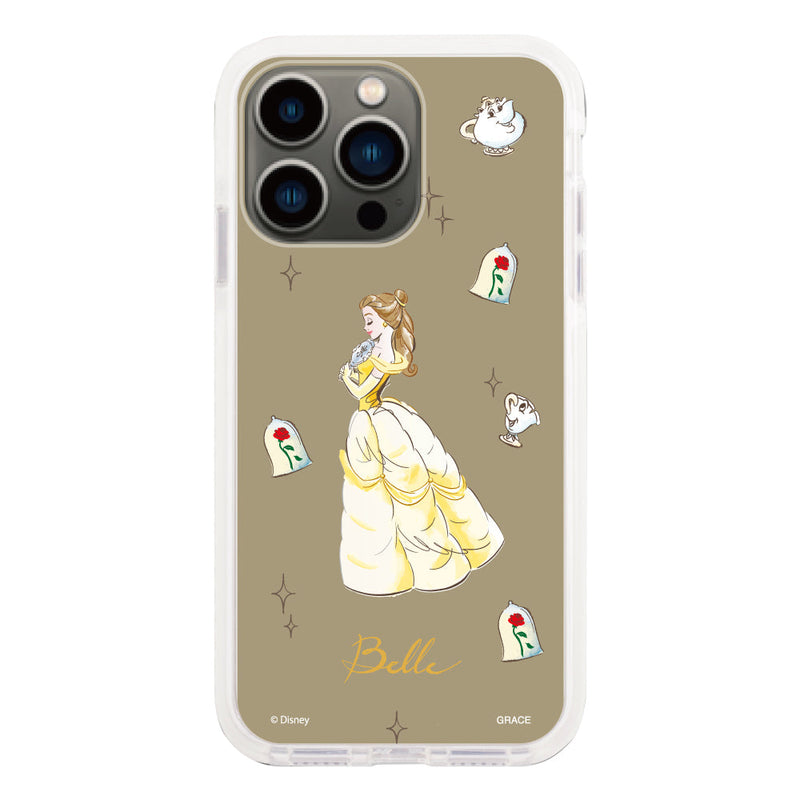 iPhoneケース クッションバンパー 耐衝撃クリアケース <ディズニープリンセス/ベル(ウォーターカラー)>