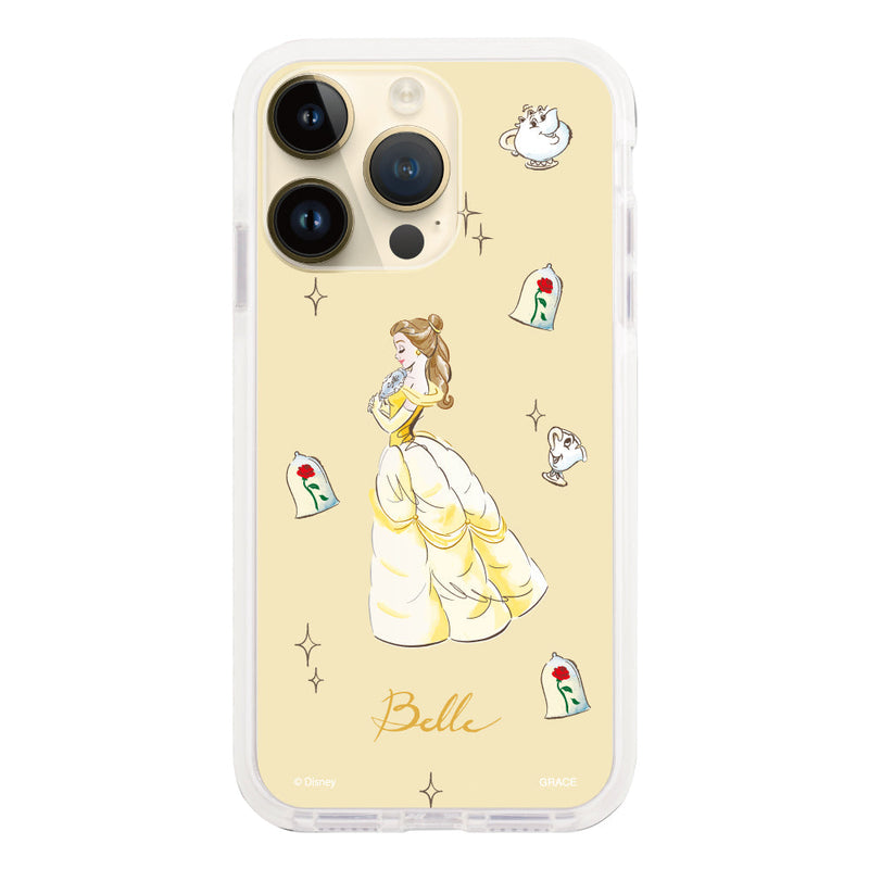 iPhoneケース クッションバンパー 耐衝撃クリアケース <ディズニープリンセス/ベル(ウォーターカラー)>