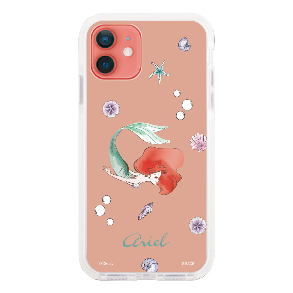 iPhone11ケース クッションバンパー 耐衝撃クリアケース ディズニー100 ウォーターカラープリンセス アリエル グリーン