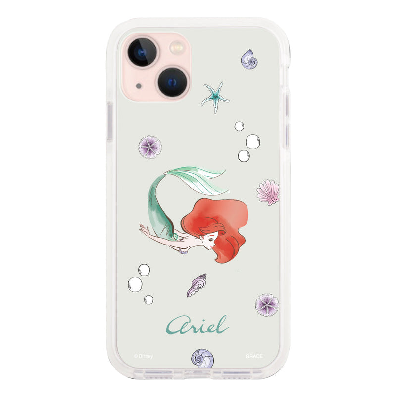 iPhoneケース クッションバンパー 耐衝撃クリアケース <ディズニープリンセス/アリエル(ウォーターカラー)>