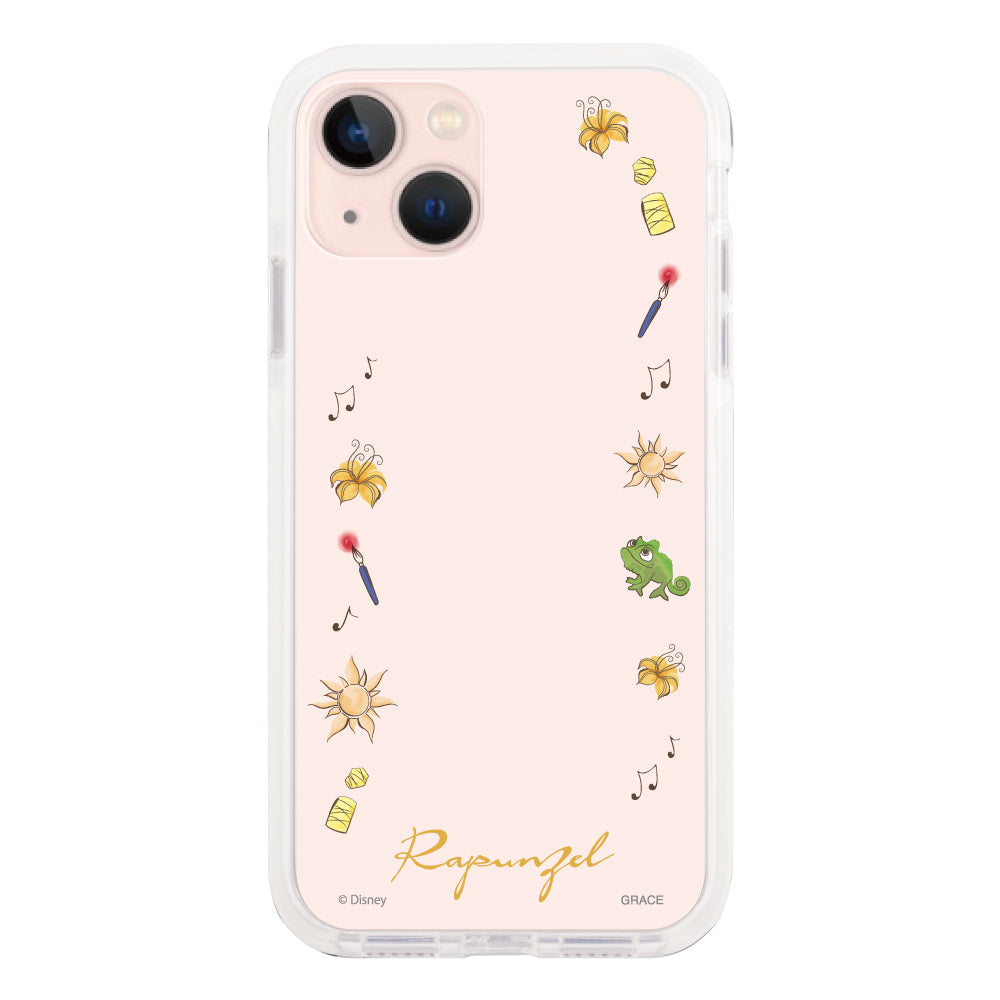 iPhone13ケース クッションバンパー 耐衝撃クリアケース ディズニー100 フレーム プリンセス ラプンツェル クリア