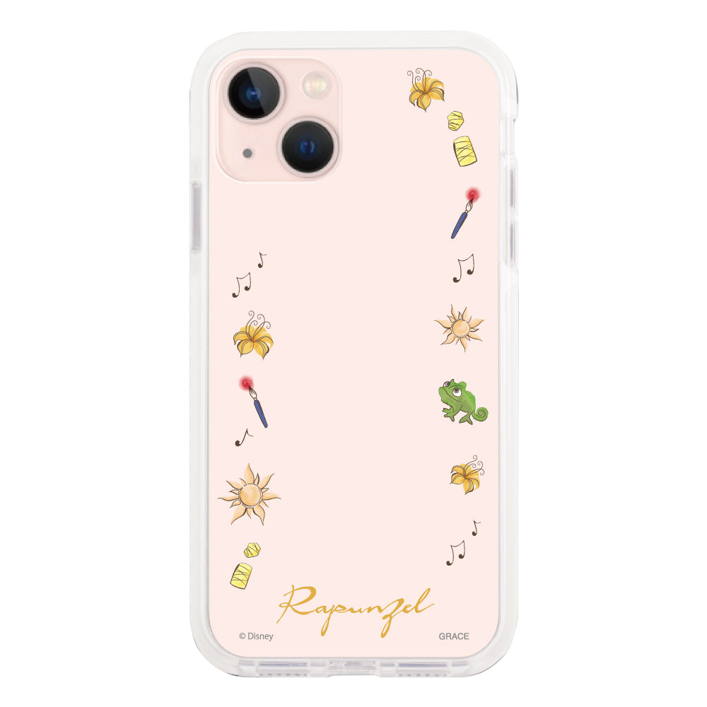 iPhone13ケース クッションバンパー 耐衝撃クリアケース ディズニー100 フレーム プリンセス ラプンツェル クリア