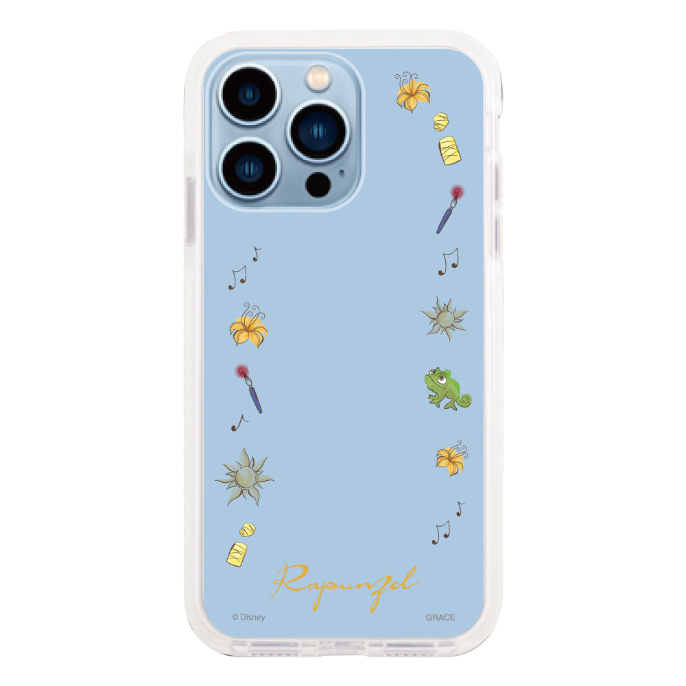 iPhone13ProMaxケース クッションバンパー 耐衝撃クリアケース ディズニー100 フレーム プリンセス ラプンツェル クリア