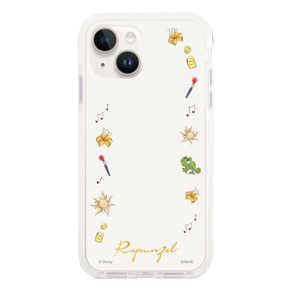 iPhone14ケース クッションバンパー 耐衝撃クリアケース ディズニー100 フレーム プリンセス ラプンツェル クリア