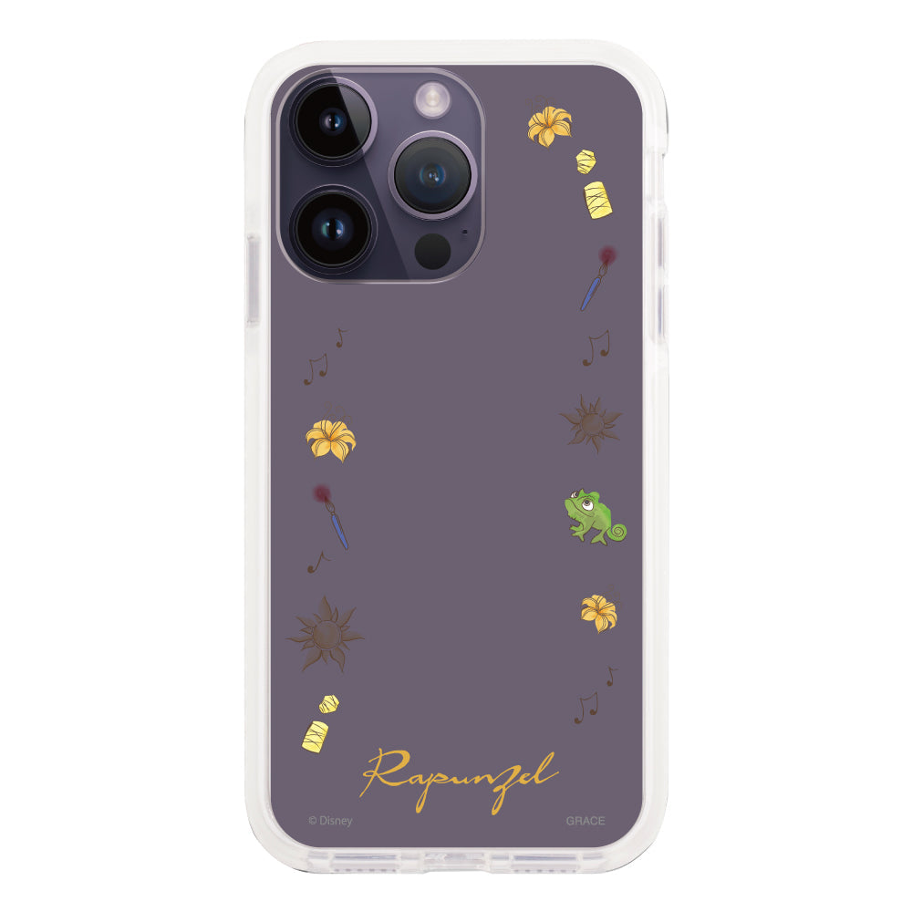 iPhone14ProMaxケース クッションバンパー 耐衝撃クリアケース ディズニー100 フレーム プリンセス ラプンツェル クリア
