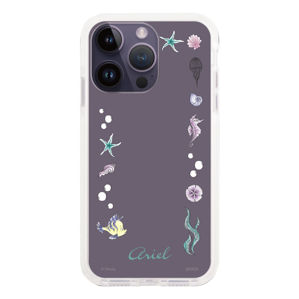 iPhone14ProMaxケース クッションバンパー 耐衝撃クリアケース ディズニー100 フレーム プリンセス アリエル クリア