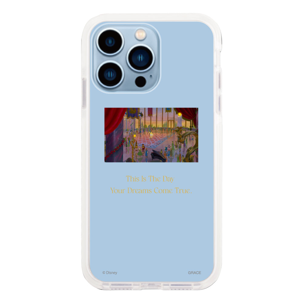 iPhone13ProMaxケース クッションバンパー 耐衝撃クリアケース ディズニー100 ムービー 美女と野獣 クリア