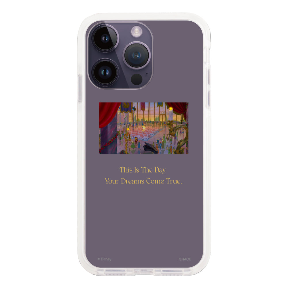 iPhone14ProMaxケース クッションバンパー 耐衝撃クリアケース ディズニー100 ムービー 美女と野獣 クリア