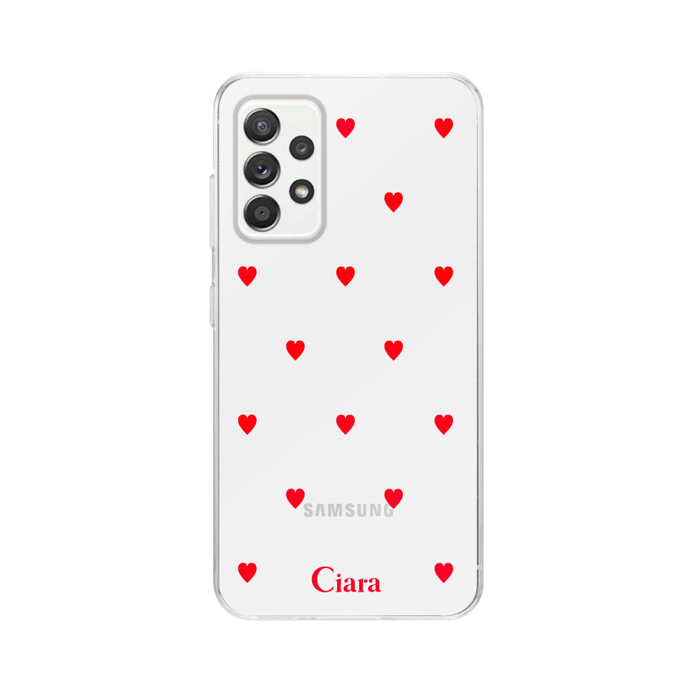 GalaxyA52ケース クリアケース カラーハート レッド