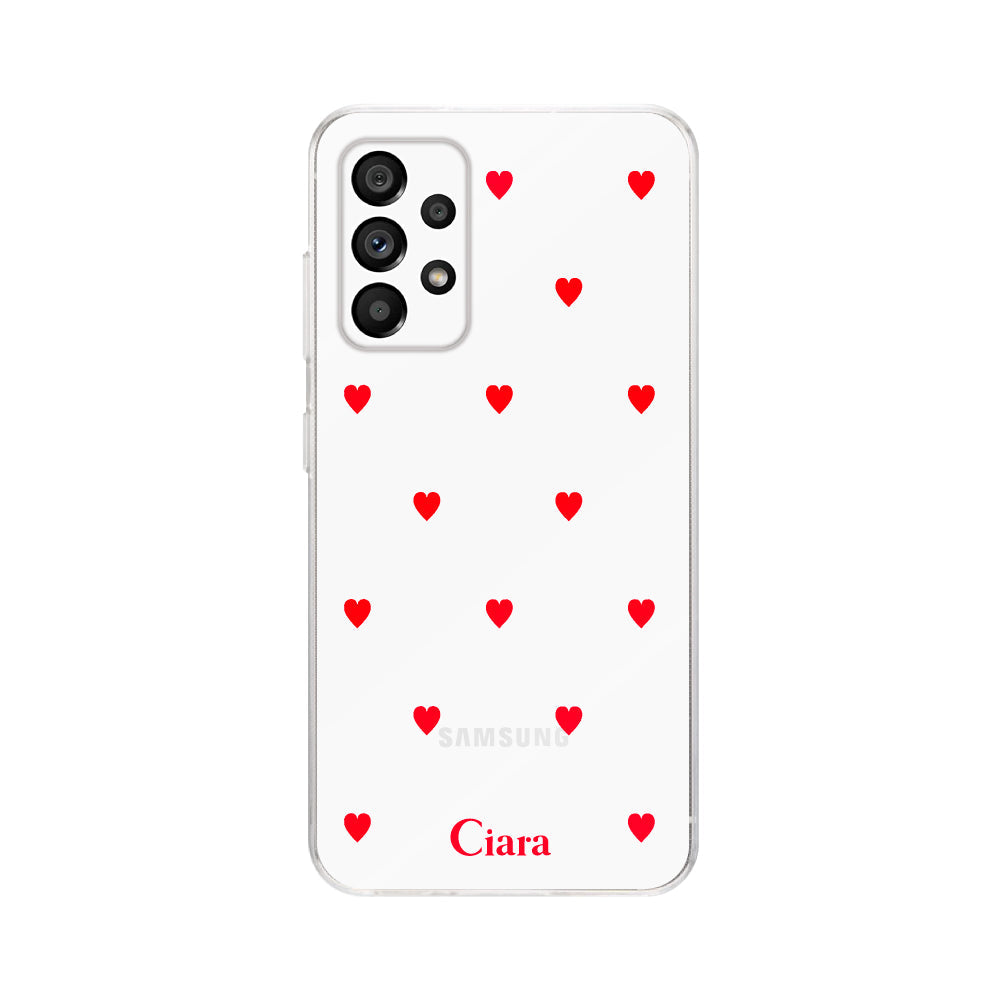 GalaxyA53ケース クリアケース カラーハート レッド