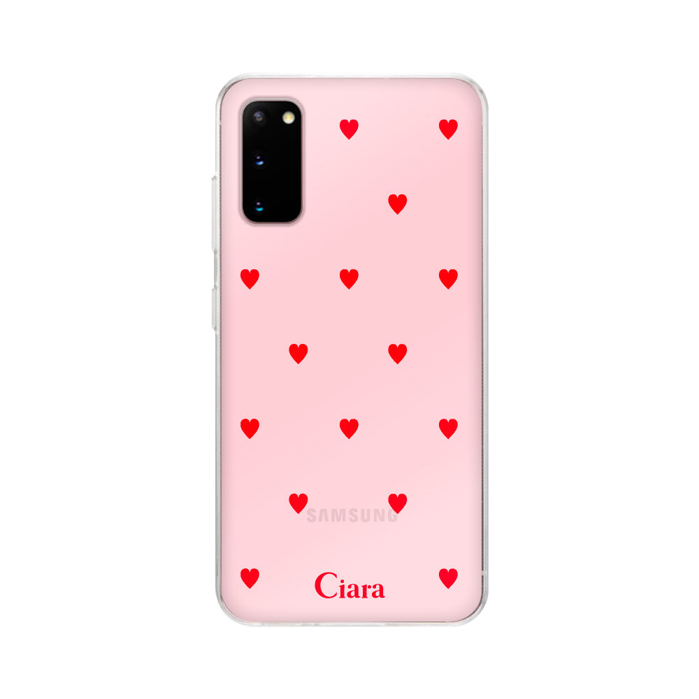 GalaxyS20ケース クリアケース カラーハート レッド