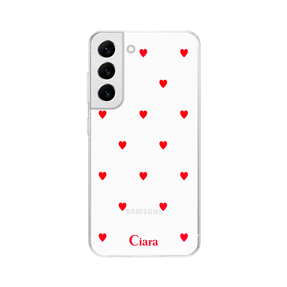 GalaxyS22ケース クリアケース カラーハート レッド