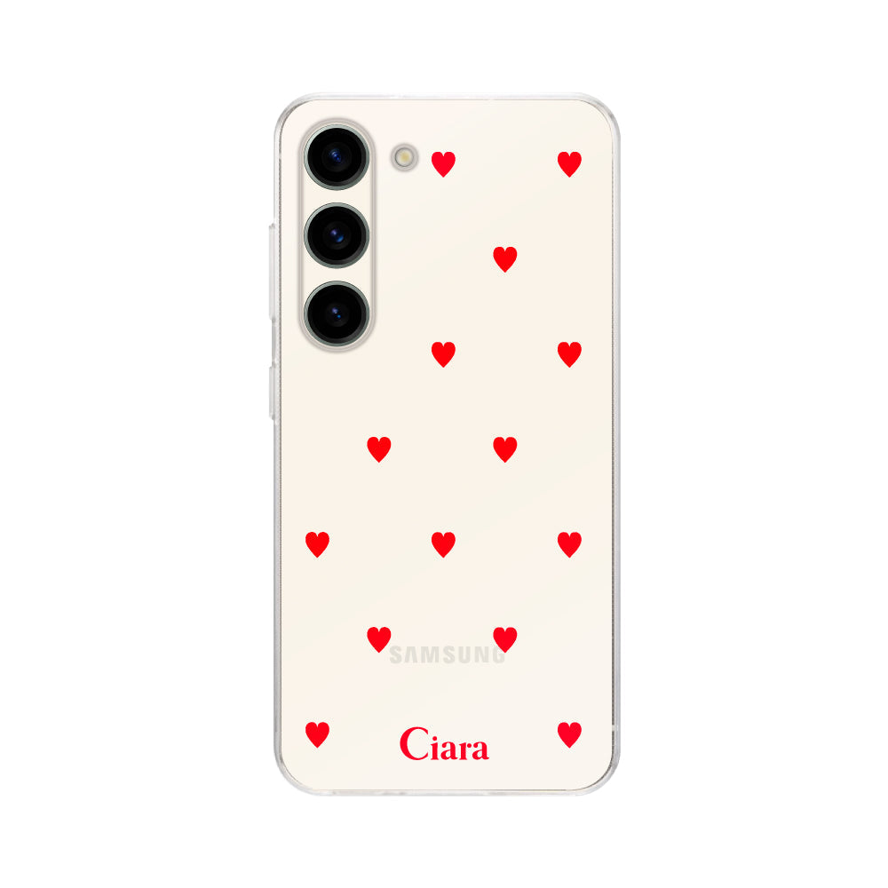 GalaxyS23ケース クリアケース カラーハート レッド