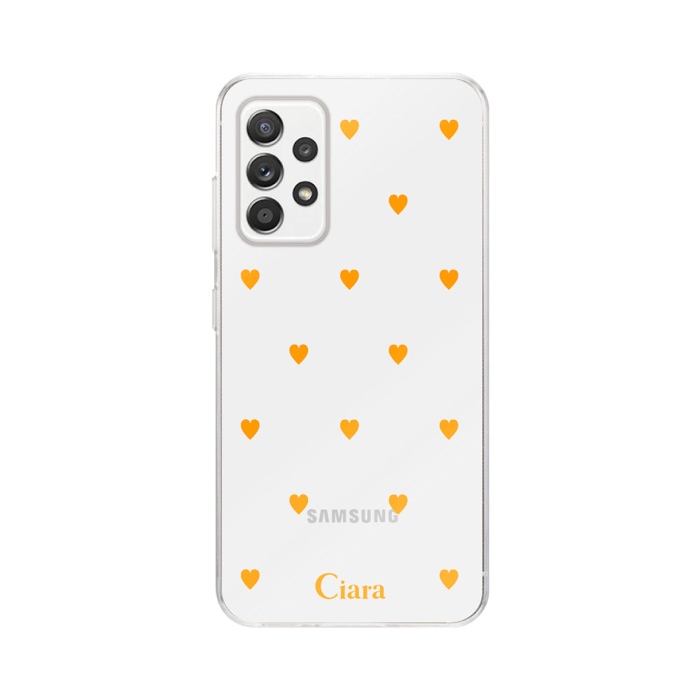 GalaxyA52ケース クリアケース カラーハート オレンジ