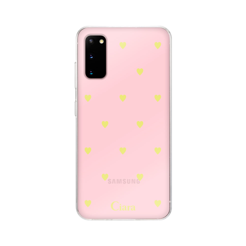GalaxyS20ケース クリアケース カラーハート イエロー