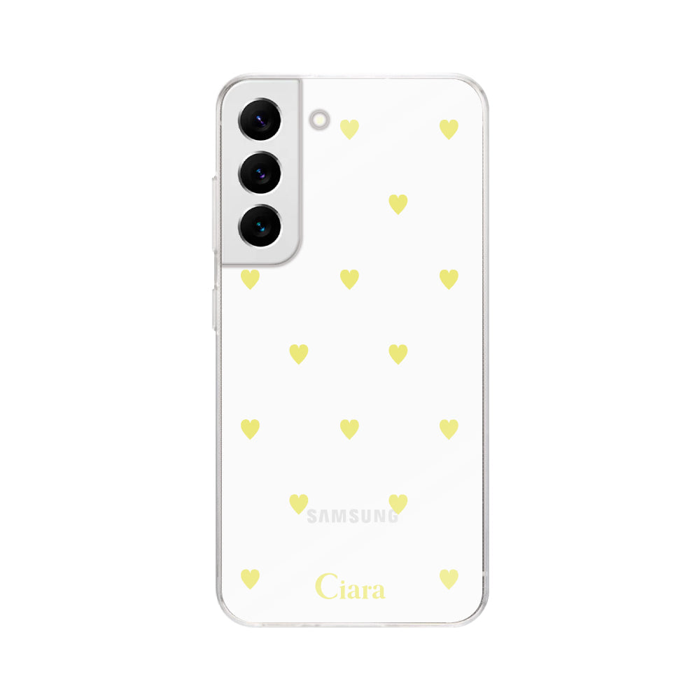GalaxyS22ケース クリアケース カラーハート イエロー