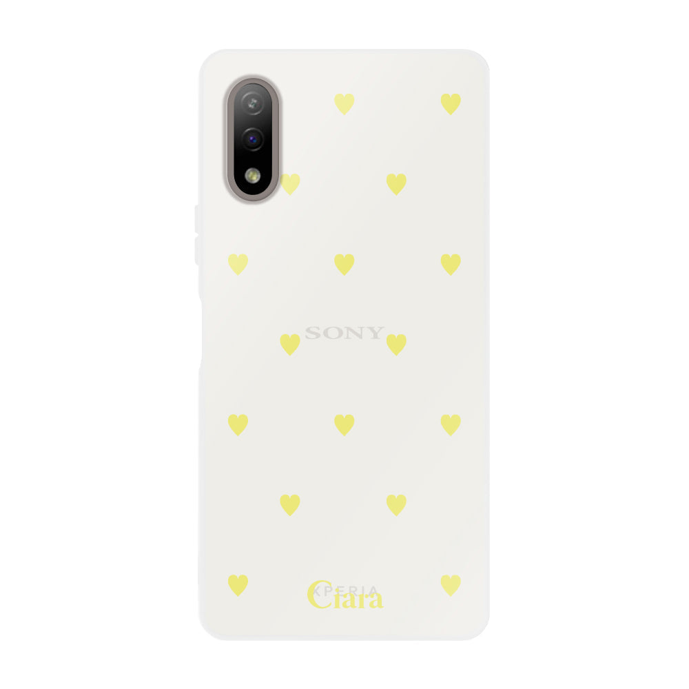 XperiaACEⅡケース クリアケース カラーハート イエロー